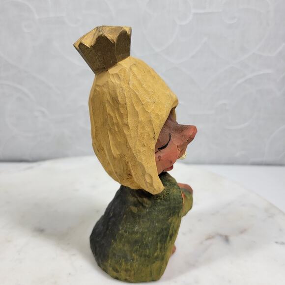 VTG Henning Norway Hand Carved Wooden Troll King Crown Folk Art 6” Signed - Picture 4 of 12